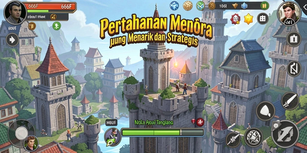 Tampilan gameplay menarik dari 666F di Tower Defense.