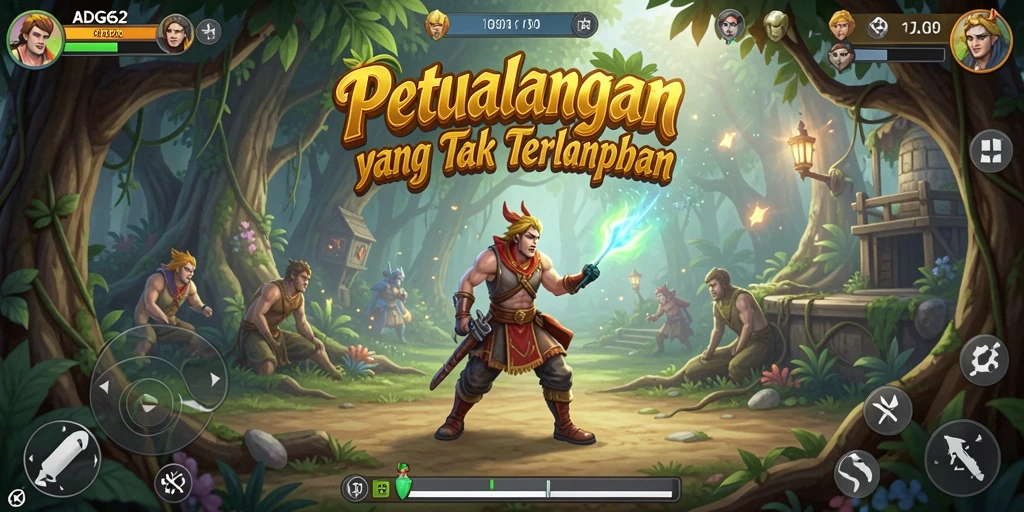 Tampilan aksi seru dalam game petualangan ADG62.