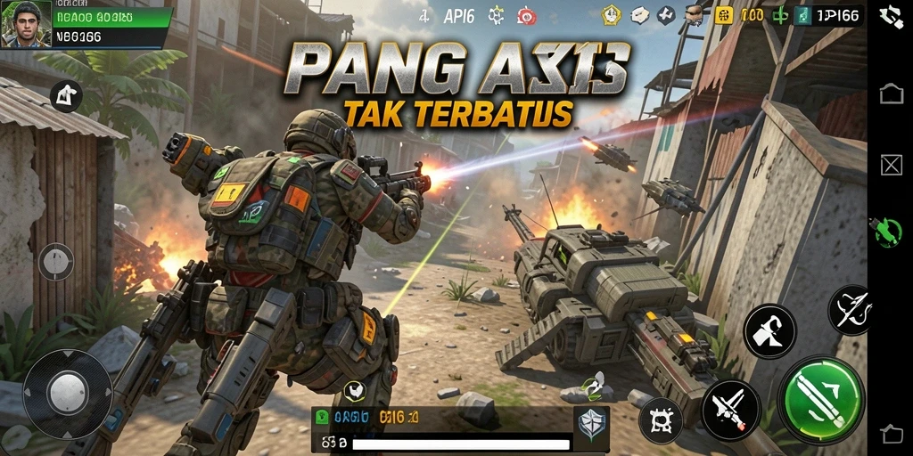 Tampilan gameplay yang intens dari API66, penuh aksi dan strategi.
