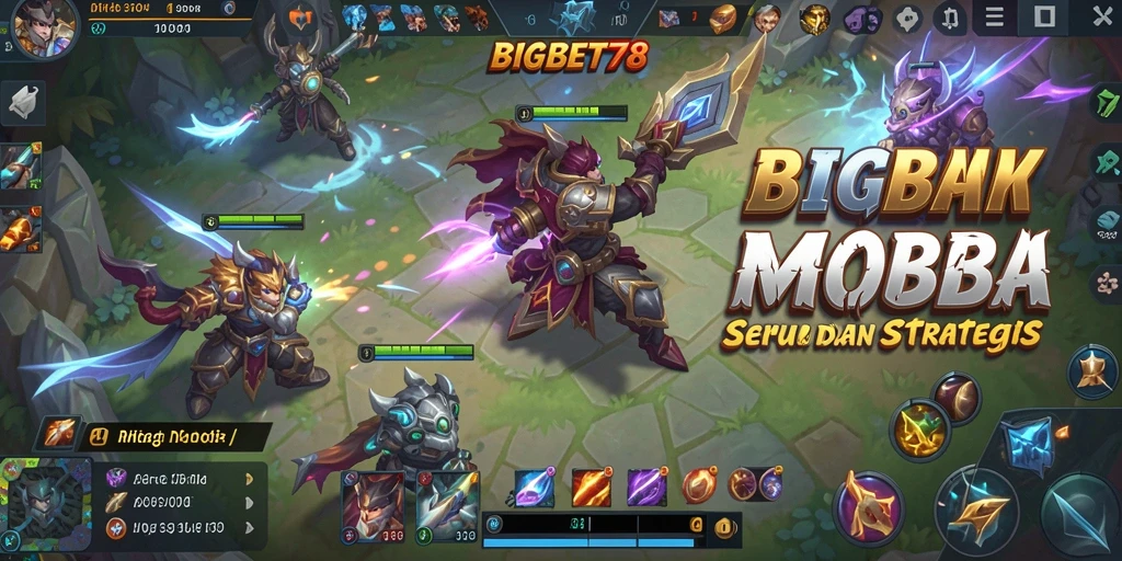 Tampilan seru dan mendebarkan dari gameplay MOBA BIGBET78.
