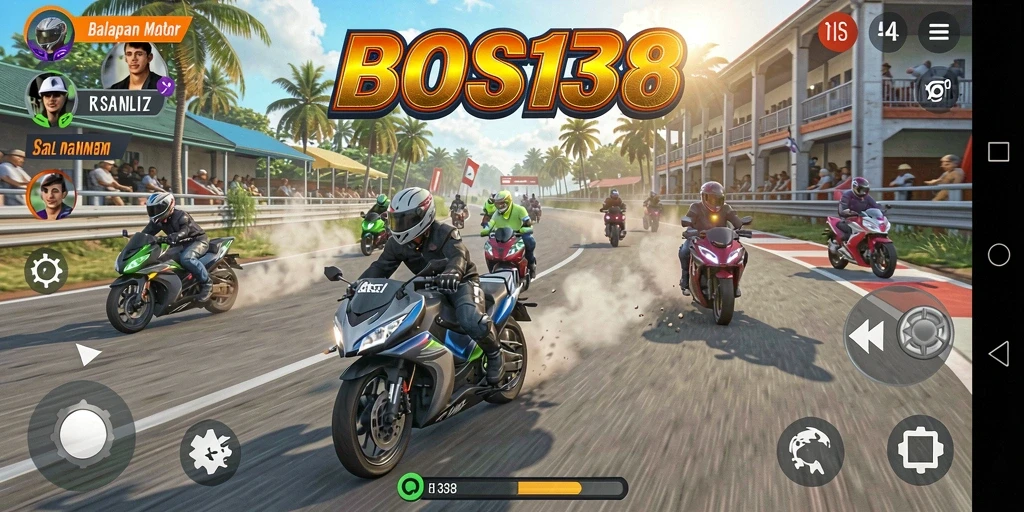 Tampilan gameplay balapan motor yang memukau dan mendebarkan.