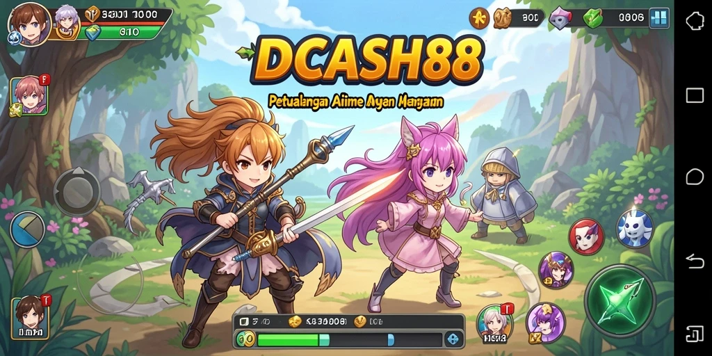 Tampilan menarik gameplay IDCASH88 dengan karakter Anime yang kaya warna.