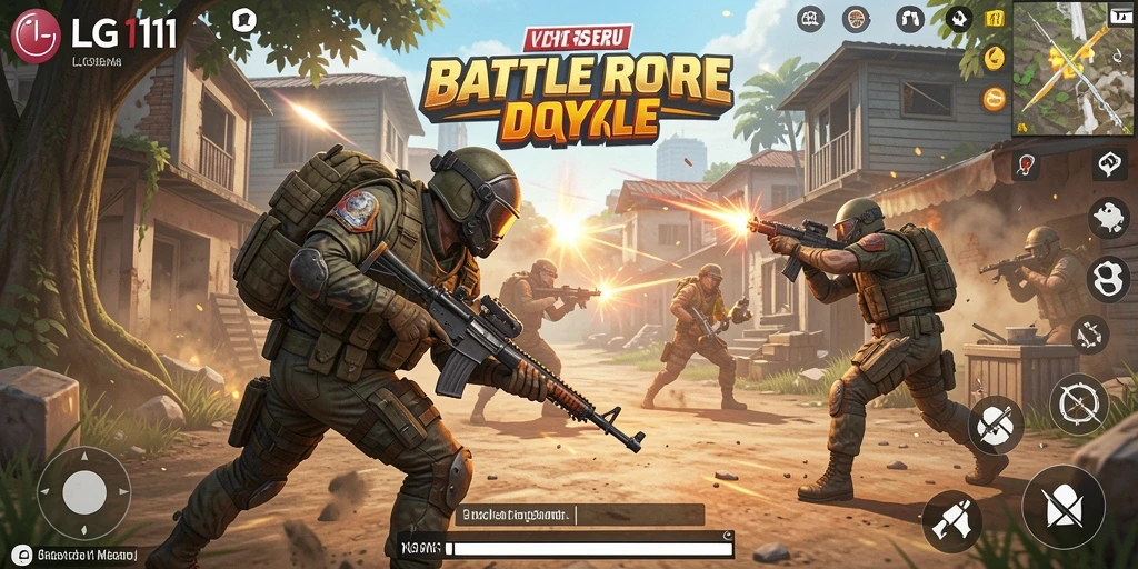 Screenshot menunjukkan aksi seru dalam gameplay Battle Royale LG111.