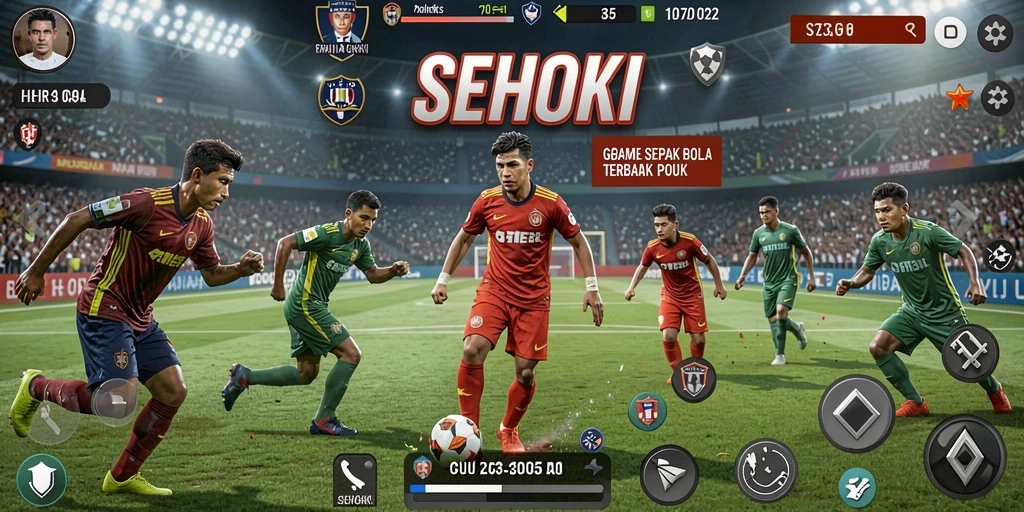 Gameplay SEHOKI yang menegangkan dengan aksi sepak bola multiplayer.