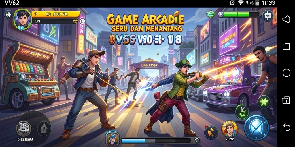 Screenshot gameplay VV62 menampilkan aksi seru dalam game Arcade.